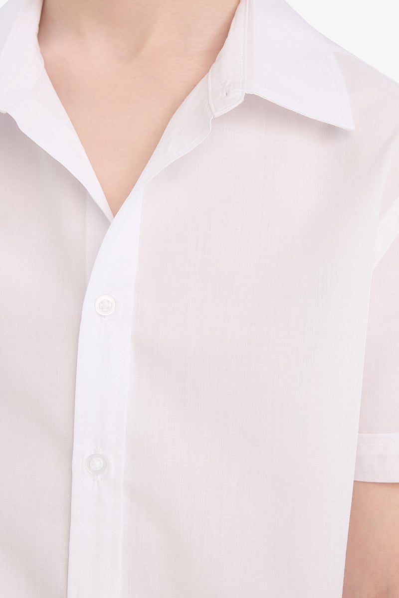 DeFacto White Boy Boy Polo Collar Poplin Long Sleeve Shirt Casual - Image 5
